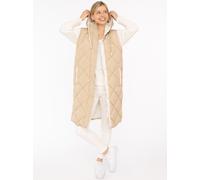 Steppweste ZWILLINGSHERZ "Love Print", Damen, Gr. XXL, beige, Steppware, Obermaterial: 100% Polyester, Basic knielang, ohne Ausschnitt, Westen Steppweste, modisch, Doppelzipper, Druckknöpfe, knielang,