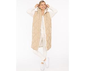 Steppweste ZWILLINGSHERZ "Love Print", Damen, Gr. XXL, beige, Steppware, Obermaterial: 100% Polyester, Basic knielang, ohne Ausschnitt, Westen Steppweste, modisch, Doppelzipper, Druckknöpfe, knielang,