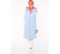 Steppweste ZWILLINGSHERZ "Strandglück", Damen, Gr. L, blau (hellblau), Steppware, Obermaterial: 100% Polyester, normal knielang, ohne Ausschnitt, Westen Steppweste, Doppel-Zipper, Kontrastdetails, Ein