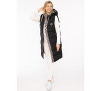 Steppweste ZWILLINGSHERZ "Wild Hearts", Damen, Gr. XXL, schwarz, Steppware, Obermaterial: 100% Polyester, Basic knielang, ohne Ausschnitt, Westen Steppweste, Leo-Muster, Taschen seitlich, modisch, Dop