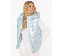Steppweste ZWILLINGSHERZ "Zwillingsherz", Damen, Gr. XL, hellblau, Web, Obermaterial: 100% Nylon, Glitzerstreifen, glänzend, unifarben, hüftbedeckend, ohne Ausschnitt, Westen Steppweste, Frontreißvers
