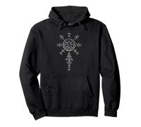 Steps To Valhalla Keltischer Vikinger Vegvisir Kompass Wikinger Pullover Hoodie, Unisex-Erwachsene, Schwarz, S