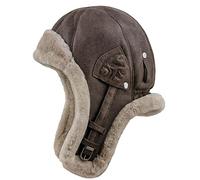 Sterkowski Bomber | Fellmütze Lamfell Wintermütze | Trappermütze Aviatormütze für Herren Damen Russen Mütze Haube Fliegerhaube Mütze Herren Winter Pelzmütze Fliegermütze, 62-63 (Tag XXL), Kakao-Braun