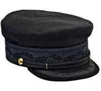 Sterkowski Hamburg Segelmütze | Wolle Skippermützen für Frauen und Herren | Kapitänsmütze Herren Cap Docker Cap Schiebermütze Kapitänsmütze Chauffeurmütze 62 cm Schwarz