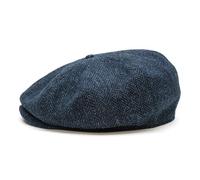 Sterkowski Peaky | 100% Harris Tweed Schiebermütze für Herren und Damen | Paperboy Cap Schirmmütze Flatcap Newsboy Ballonmütze Baker Boy Baskenmütze Cabrio Vintage Gatsby Blau/Schwarz 54 cm