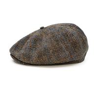 Sterkowski Peaky | 100% Harris Tweed Schiebermütze für Herren und Damen | Paperboy Cap Schirmmütze Flatcap Newsboy Ballonmütze Baker Boy Baskenmütze Cabrio Vintage Gatsby Braun/Blau 55 cm