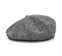 Sterkowski Peaky | 100% Harris Tweed Schiebermütze für Herren und Damen | Paperboy Cap Schirmmütze Flatcap Newsboy Ballonmütze Baker Boy Baskenmütze Cabrio Vintage Gatsby Schwarz/Grau 65 cm