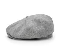 Sterkowski Peaky | 100% Harris Tweed Schiebermütze für Herren und Damen | Paperboy Cap Schirmmütze Flatcap Newsboy Ballonmütze Baker Boy Baskenmütze Cabrio Vintage Gatsby Hellgraumeliert 56 cm