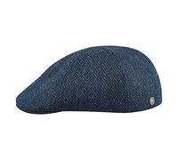 Sterkowski Rusty | 100% Harris Tweed Schirmmütze für Herren und Frauen | Warm Winter Duckbill Flatcap Newsboy Cap Vintage Schiebermütze Schlägermütze Schildmütze Gatsby Golf Blau/Schwarz 61 cm