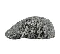 Sterkowski Rusty | 100% Harris Tweed Schirmmütze für Herren und Frauen | Warm Winter Duckbill Flatcap Newsboy Cap Vintage Schiebermütze Schlägermütze Schildmütze Gatsby Golf Schwarz/Grau 55 cm