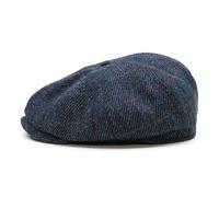Sterkowski Shelby | 100% Harris Tweed Schiebermütze für Herren und Damen | Paperboy Cap Schirmmütze Flatcap Newsboy Ballonmütze Winter Baker Boy Baskenmütze Vintage Gatsby Blau/Rot Kariert 57 cm