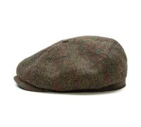 Sterkowski Shelby | 100% Harris Tweed Schiebermütze für Herren und Damen | Paperboy Cap Schirmmütze Flatcap Newsboy Ballonmütze Winter Baker Boy Baskenmütze Vintage Gatsby Grün/Rot Kariert 57 cm