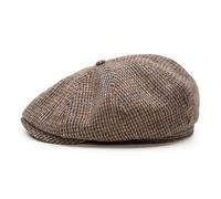 Sterkowski Shelby | 100% Harris Tweed Schiebermütze für Herren und Damen | Paperboy Cap Schirmmütze Flatcap Newsboy Ballonmütze Winter Baker Boy Baskenmütze Vintage Gatsby Blau/Braun 59 cm
