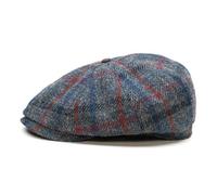 Sterkowski Shelby | 100% Harris Tweed Schiebermütze für Herren und Damen | Paperboy Cap Schirmmütze Flatcap Newsboy Ballonmütze Winter Baker Boy Baskenmütze Vintage Gatsby Grau/Blau/Rot 62 cm