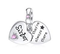 Sterling Silber Charm Schwester für Pandora Family Herz "MEHRWEG"