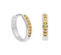 Sterling Silber Citrine CZ Pave 15mm Huggie Creolen