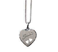 Sterling Silber Herz Anhänger für Kinder mit Sterling silber Kette mit SOFORTGRAVUR + VORSCHAU: Gravur auf der Vorderseite (1 Vorname oder Datum)
