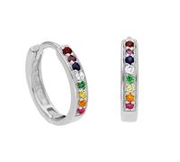 Sterling Silber Rainbow CZ Pave 15mm Huggie Creolen