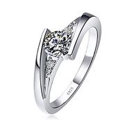 Sterling Silber Ringe für Damen Verstellbarer Verlobungsring Eheringe Glänzend Cubic Zirkonia Ring Fingerring Trauringe Engagement Promise Ring für Frauen Paar Ring Schmuck Ring für Damen
