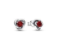 Sterling silver stud earrings with salsa red crystal