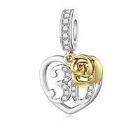 Sterlingsilber Charm zum 30. Geburtstag Goldrose Pandora Charms zum 30. Geburtstag