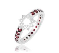 Stern Ewigkeitsring mit mehrfarbigen natürlichen Edelsteinen und massivem 925er Sterlingsilber, Hochzeitsring von J bis X, P 1/2, Edelstein, Granat