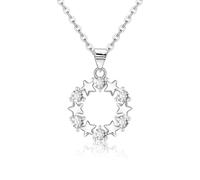 Stern-Halskette für Damen, S925er-Sterlingsilber, Zirkonia, Sternkranz, runder Anhänger, hypoallergen, verstellbare Kette, himmlischer Schmuck, Geschenke für Frauen, Weihnachten, Mutter, Freundin