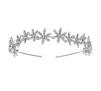 Sterndesign Strass Haarreif Silber aus Legierung für Hochzeit | Brautfrisur, Party Kopfschmuck für Viele Anlässe, Bequemer Sitz ohne Ziepen