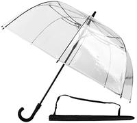 Sternenfunke Glockenschirm transparent groß XL Ø112 cm durchsichtiger Regenschirm transparent | Hochzeit XL Brautpaar | durchsichtig incl. Tragetasche | Rand weiß
