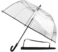 Sternenfunke Glockenschirm transparent groß XL Ø112 cm durchsichtiger Regenschirm transparent | Hochzeit XL Brautpaar | Regenschirm durchsichtig incl. Tragetasche | Rand schwarz