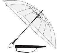 Sternenfunke Regenschirm groß XXL Ø130 cm transparent, Automatik, Hochzeit | Komfort Druckknopf, mit Tragehülle, perfekt als durchsichtiger Partnerschirm oder Hochzeitsschirm, durchsichtig - Rand weiß