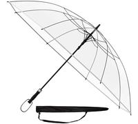 Sternenfunke Regenschirm groß XXL Ø130 cm transparent, Komfort Druckknopf, mit Tragehülle, Automatik, Perfekt als durchsichtiger Partnerschirm oder Hochzeitsschirm - Rand weiß