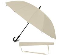 Sternenfunke Regenschirm groß XXL beige Ø120 cm, großer Stockschirm Damen und Herren edel stabil sturmfest für 2 Personen großer Regenschirm beige groß Schirm cremefarben mit Tragegurt an Tasche