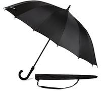 Sternenfunke Regenschirm groß XXL schwarz Ø120 cm, großer Stockschirm Damen und Herren, edel, stabil und sturmfest, für 2 Personen, Automatik Funktion durch Komfort Druckknopf incl. Tragetasche