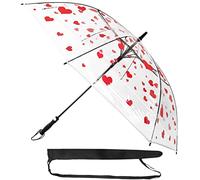 Sternenfunke Regenschirm Herz groß XXL Ø130 cm transparent, durchsichtiger Regenschirm Hochzeit Herz 2 Personen