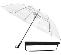 Sternenfunke Regenschirm sehr groß XXXL Ø162 cm transparent, Komfort Druckknopf, mit Tragehülle, Automatik, Perfekt als durchsichtiger Partnerschirm, Hochzeitsschirm oder Golfschirm - Rand weiß