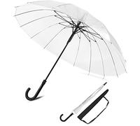 Sternenfunke Regenschirm transparent groß XXL Ø110 cm 16-Rippen Komfort-Druckknopf | Durchsichtig Hochzeit 2 Personen | Durchsichtig groß | mit Tragetasche - Rand weiß