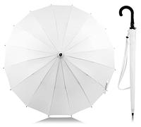 Sternenfunke Regenschirm weiß groß XL Ø120 cm großer Stockschirm edel, stabil und sturmfest für die Hochzeit als Brautschirm oder Paarschirm, Damen und Herren, Automatik Druckknopf