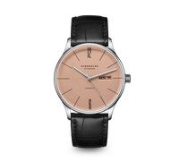 STERNGLAS - BERLIN AUTOMATIK - kupferbeige silber - heritage lederarmband schwarz / 38MM