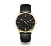 STERNGLAS - BERLIN - pianoschwarz - gold - heritage lederarmband schwarz/ 38MM