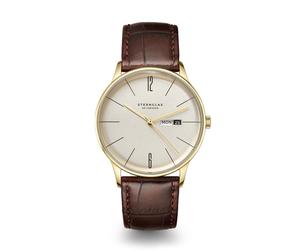 STERNGLAS - BERLIN - sepia gold - gold - heritage lederarmband dunkelbraun/ 38MM