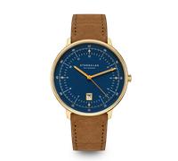 STERNGLAS - HAMBURG - dunkelblau - gold - Wildleder braun / 42MM
