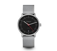 STERNGLAS - NAOS AUTOMATIK - schwarz - rot - Milanaise silber / 38MM