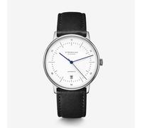 STERNGLAS - NAOS AUTOMATIK - weiß - silber - Lederarmband schwarz / 38MM