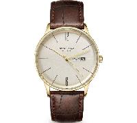 STERNGLAS - BERLIN - sepia gold - gold - heritage lederarmband dunkelbraun/ 38MM