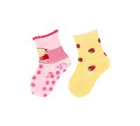 Sterntaler ABS -Krabbelsocken 2er Pack Kind für Mädchen - Babysocken mit Anti -Rutsch -Noppen auf Spann und Sohle - Antirutsch Socken für Babys im Set mit Motiv - rosa, 18