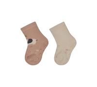 Sterntaler ABS Krabbelsocken Doppelpack Elefant - Baby- und Kinder Krabbelsocken mit ABS-Motiv, Elefant- & Uni-Motive, Innenfrottee, Taupe, Größe 22