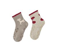 Sterntaler ABS Krabbelsocken Doppelpack Mädchen - Flauschige Baby- und Kinderstrümpfe mit ABS auf Spann und Sohle - Warme Krabbelsocken mit Reh Motiv - braun melange, Größe 16