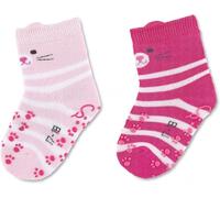 Sterntaler ABS Krabbelsocken Doppelpack Motiv Katze - Baby Stoppersocken - ABS-Motiv auf Spann und Sohle - Krabbelsöckchen mit Innenfutter - Baby und Kinderstrümpfe, rosa, Größe 20