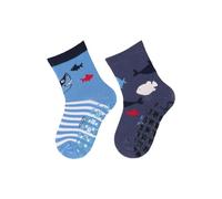 Sterntaler ABS -Socken 2er Pack Hai und Fische für Jungen - Babysocken mit Anti -Rutsch -Noppen auf der Sohle - Antirutsch Socken für Babys im Set mit Motiv - samtblau, 18